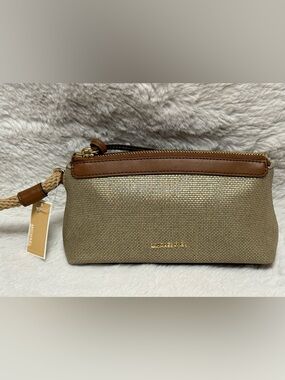 Michael Kors Gold and Brown Small Wristlet Pouch